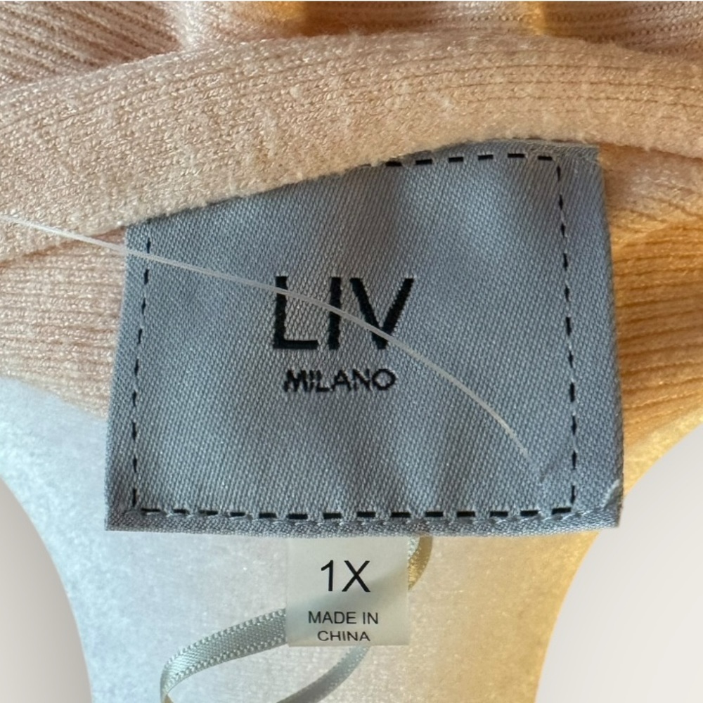 Liv Milano Blush Pink Sweater 1X | Rhinestone Detail Long Sleeve Top - Picture 6 of 6